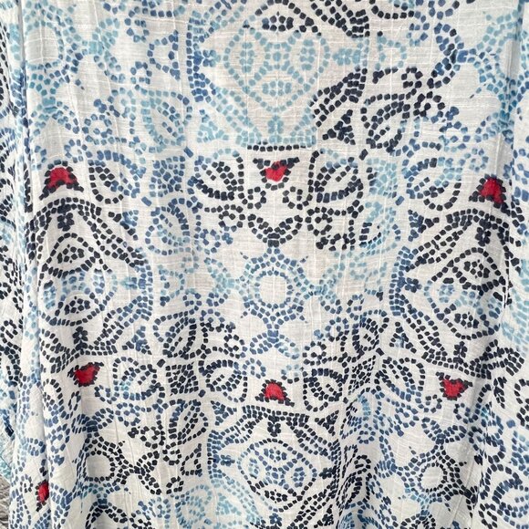 Set Of 3 CJ Banks Womens Short Sleeve Tops 2X Blue & Beige With Sparkle & Print - Picture 12 of 16